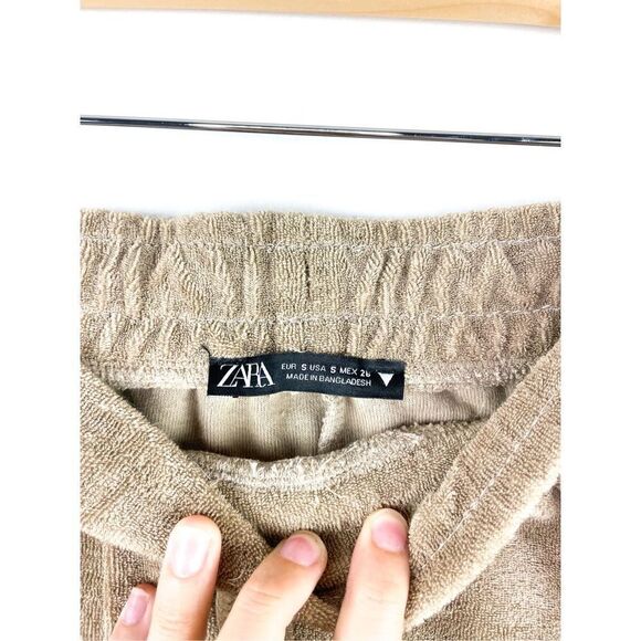 Zara Terry Cloth Teddy Shorts in Tan / Brown Size S - Picture 6 of 7